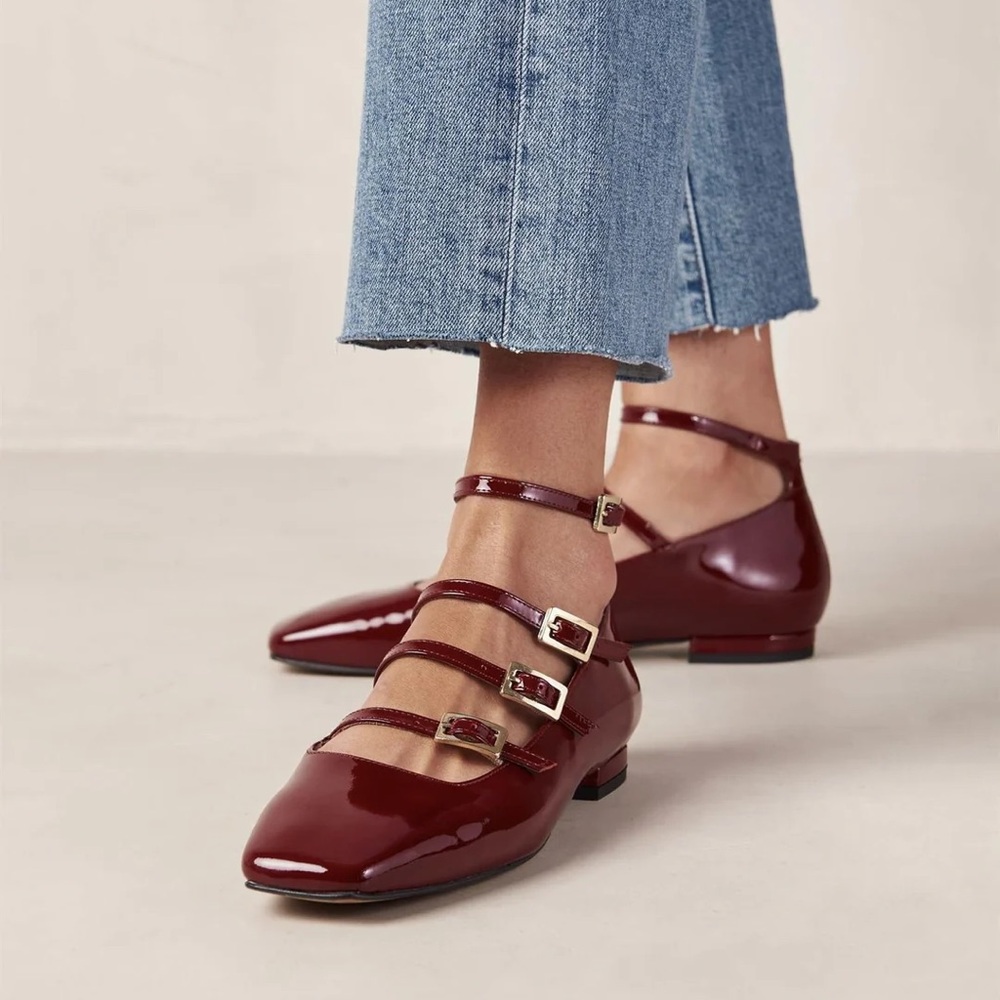 ALOHAS Burgundy Multi-Strap Flats - US 7 - Picture 6 of 14
